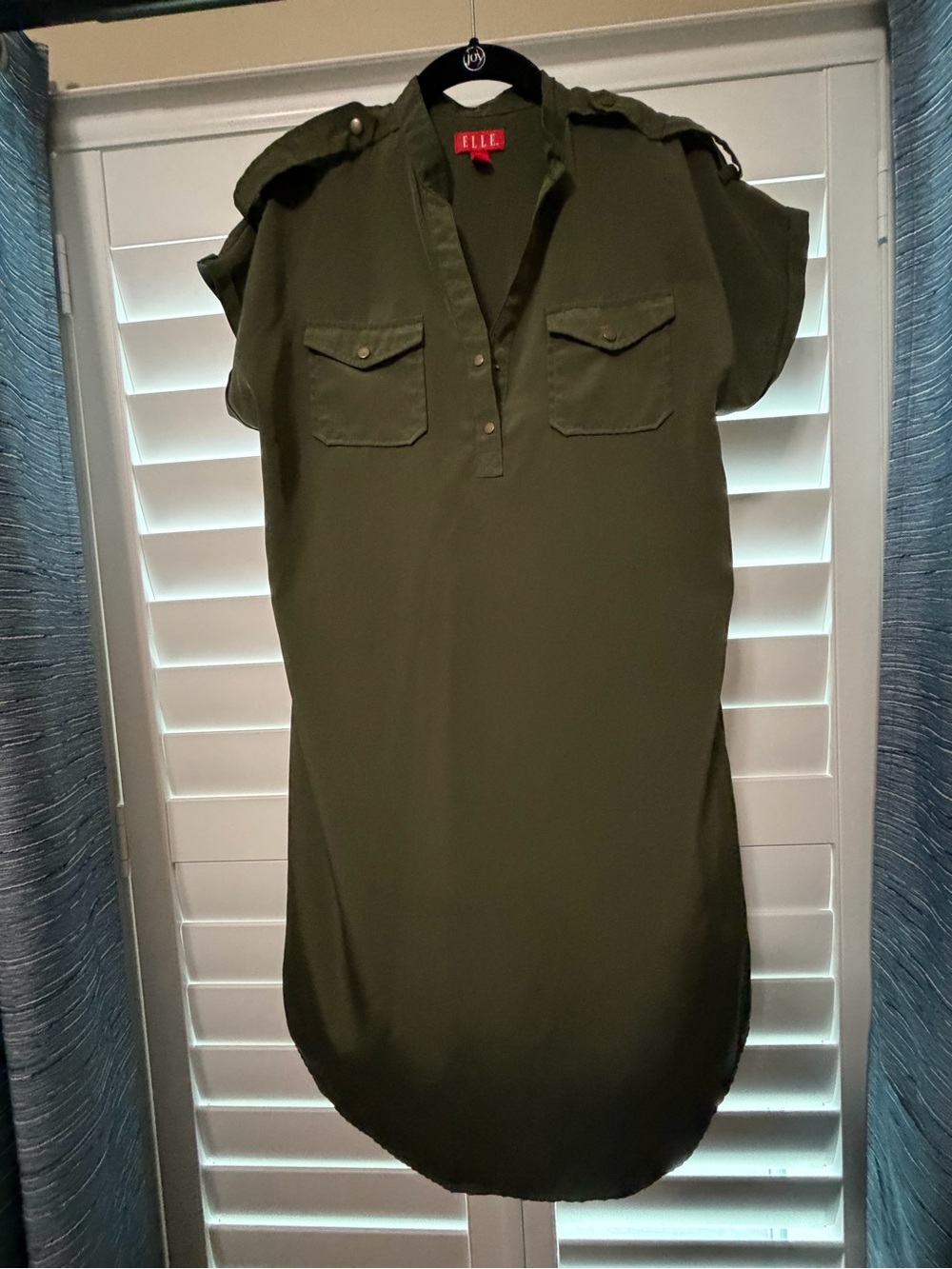 ELLE Olive Utility Shirt Midi Dress Size Small
